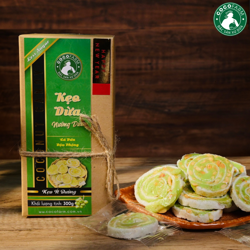 Kẹo Dừa nướng dứa đậu phộng (ít đường) - COCOFARM 300g